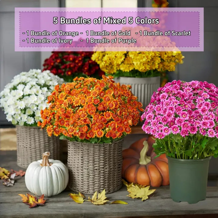 🍂Autumn's Beauty, Made to Last! A single pot of these artificial mums brings the season's warm colors to your home, and they'll never fade.🔥